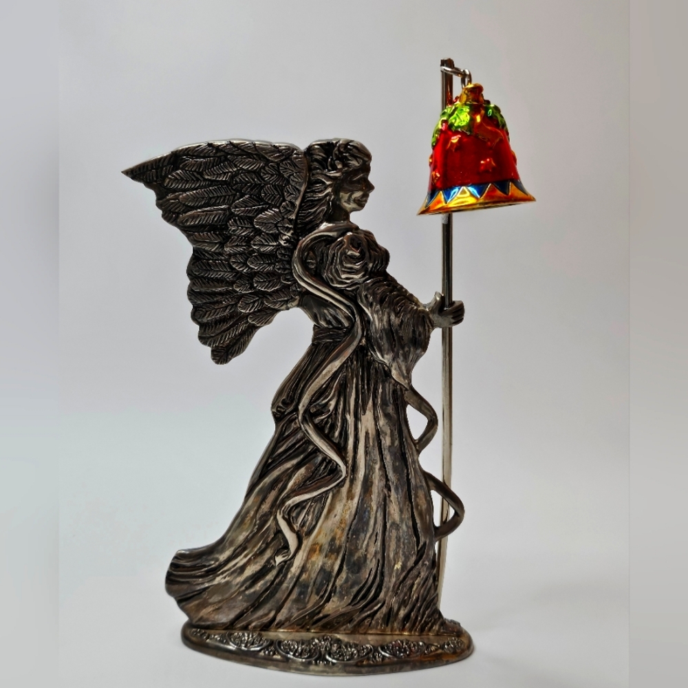 Vtg Godinger Silvertone Angel Archangel Holding Candle Bell Shape Candle Snuffer